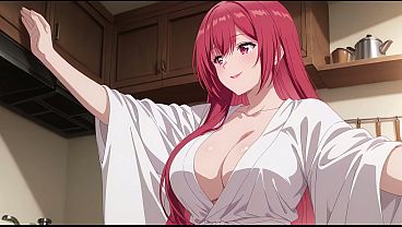 Anak Tiri Pulang Cepet, Lihat Ibu Tiri Masak Pake Baju Tipis. Kureha Enomoto Cosplay Mesum (buatan Ai).